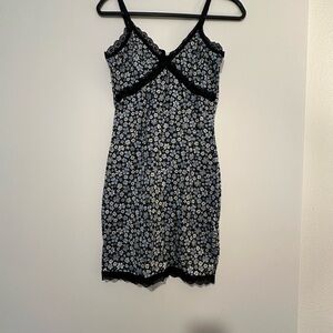 H&M Black and White Lace Trim Top